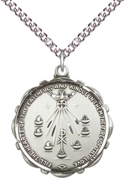 [5897SS/24SS] Sterling Silver Seven Gifts Pendant on a 24 inch Sterling Silver Heavy Curb chain