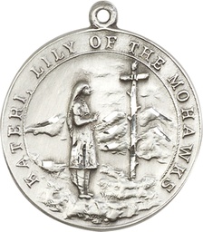 [5898SS] Sterling Silver Saint Kateri Medal