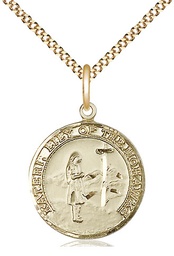 [5899GF/18G] 14kt Gold Filled Saint Kateri Pendant on a 18 inch Gold Plate Light Curb chain