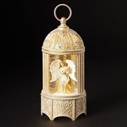 [RO-134002] 10.2"H Led Swirl Birdcage With - Angel &amp; Dove; Batt N/In; Pt/Cd - Christmas