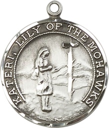 [5899SS] Sterling Silver Saint Kateri Medal