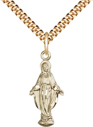 [5900GF/24G] 14kt Gold Filled Miraculous Pendant on a 24 inch Gold Plate Heavy Curb chain