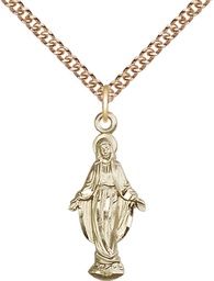 [5900GF/24GF] 14kt Gold Filled Miraculous Pendant on a 24 inch Gold Filled Heavy Curb chain