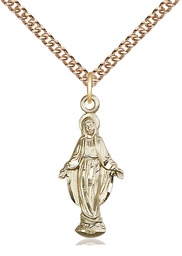 [5900GF/24GF] 14kt Gold Filled Miraculous Pendant on a 24 inch Gold Filled Heavy Curb chain