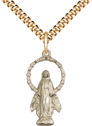 [5902GF/24G] 14kt Gold Filled Miraculous Pendant on a 24 inch Gold Plate Heavy Curb chain