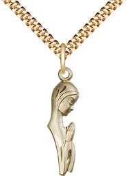 [5907GF/24G] 14kt Gold Filled Madonna Pendant on a 24 inch Gold Plate Heavy Curb chain