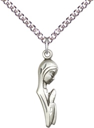 [5907SS/24SS] Sterling Silver Madonna Pendant on a 24 inch Sterling Silver Heavy Curb chain