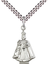 [5909SS/24S] Sterling Silver Infant Figure Pendant on a 24 inch Light Rhodium Heavy Curb chain