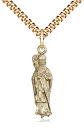 [5913GF/24G] 14kt Gold Filled Saint Patrick Pendant on a 24 inch Gold Plate Heavy Curb chain