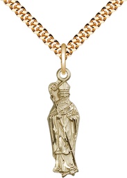 [5913GF/24G] 14kt Gold Filled Saint Patrick Pendant on a 24 inch Gold Plate Heavy Curb chain