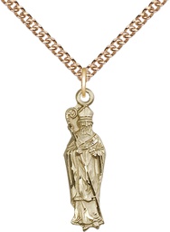 [5913GF/24GF] 14kt Gold Filled Saint Patrick Pendant on a 24 inch Gold Filled Heavy Curb chain