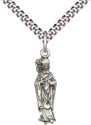 [5913SS/24S] Sterling Silver Saint Patrick Pendant on a 24 inch Light Rhodium Heavy Curb chain