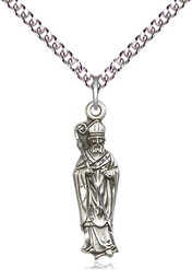 [5913SS/24SS] Sterling Silver Saint Patrick Pendant on a 24 inch Sterling Silver Heavy Curb chain