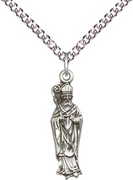 [5913SS/24SS] Sterling Silver Saint Patrick Pendant on a 24 inch Sterling Silver Heavy Curb chain