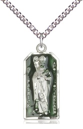 [5914ESS/24SS] Sterling Silver Saint Patrick Pendant on a 24 inch Sterling Silver Heavy Curb chain