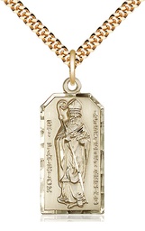 [5914GF/24G] 14kt Gold Filled Saint Patrick Pendant on a 24 inch Gold Plate Heavy Curb chain