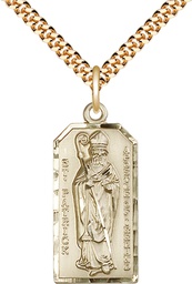 [5914GF/24G] 14kt Gold Filled Saint Patrick Pendant on a 24 inch Gold Plate Heavy Curb chain