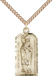 [5914GF/24GF] 14kt Gold Filled Saint Patrick Pendant on a 24 inch Gold Filled Heavy Curb chain