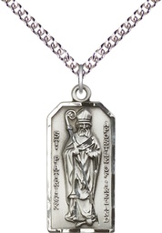 [5914SS/24SS] Sterling Silver Saint Patrick Pendant on a 24 inch Sterling Silver Heavy Curb chain