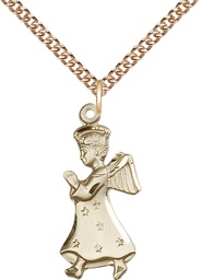 [5915GF/24GF] 14kt Gold Filled Angel Pendant on a 24 inch Gold Filled Heavy Curb chain