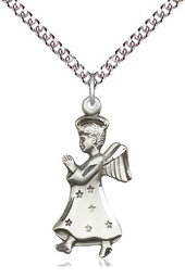 [5915SS/24SS] Sterling Silver Angel Pendant on a 24 inch Sterling Silver Heavy Curb chain