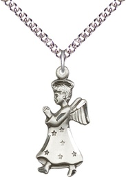 [5915SS/24SS] Sterling Silver Angel Pendant on a 24 inch Sterling Silver Heavy Curb chain