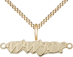 [5916GF/18G] 14kt Gold Filled WWJD Pendant on a 18 inch Gold Plate Light Curb chain