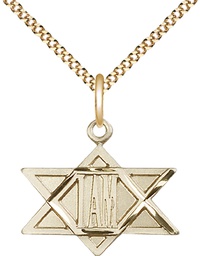 [5917GF/18G] 14kt Gold Filled I Am / Star of David Pendant on a 18 inch Gold Plate Light Curb chain