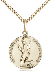 [5919GF/18G] 14kt Gold Filled Saint Bernadette Pendant on a 18 inch Gold Plate Light Curb chain
