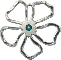 [5109SS-STN5] Sterling Silver Five Petal Flower Medal with a 3mm Emerald Swarovski stone