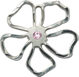 [5109SS-STN6] Sterling Silver Five Petal Flower Medal with a 3mm Light Amethyst Swarovski stone