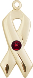 [5150GF-STN1] 14kt Gold Filled Cancer Awareness Medal with a 3mm Garnet Swarovski stone