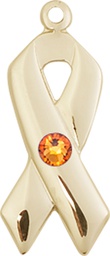 [5150GF-STN11] 14kt Gold Filled Cancer Awareness Medal with a 3mm Topaz Swarovski stone