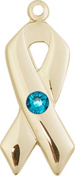 [5150GF-STN12] 14kt Gold Filled Cancer Awareness Medal with a 3mm Zircon Swarovski stone