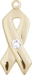 [5150GF-STN4] 14kt Gold Filled Cancer Awareness Medal with a 3mm Crystal Swarovski stone