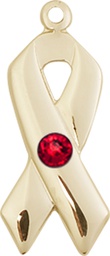 [5150GF-STN7] 14kt Gold Filled Cancer Awareness Medal with a 3mm Ruby Swarovski stone