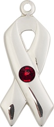 [5150SS-STN1] Sterling Silver Cancer Awareness Medal with a 3mm Garnet Swarovski stone