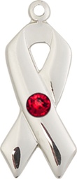 [5150SS-STN7] Sterling Silver Cancer Awareness Medal with a 3mm Ruby Swarovski stone