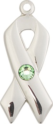 [5150SS-STN8] Sterling Silver Cancer Awareness Medal with a 3mm Peridot Swarovski stone