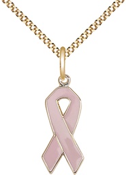 [5151PKGF/18G] 14kt Gold Filled Cancer Awareness Pendant on a 18 inch Gold Plate Light Curb chain