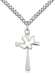 [5229WSS/24SS] Sterling Silver Cross / Holy Spirit Pendant on a 24 inch Sterling Silver Heavy Curb chain