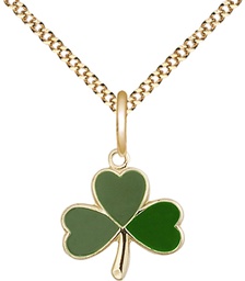 [5243GF/18G] 14kt Gold Filled Shamrock Pendant on a 18 inch Gold Plate Light Curb chain