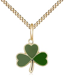 [5243GF/18G] 14kt Gold Filled Shamrock Pendant on a 18 inch Gold Plate Light Curb chain