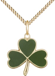 [5248GF/18G] 14kt Gold Filled Shamrock Pendant on a 18 inch Gold Plate Light Curb chain