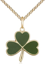 [5248GF/18G] 14kt Gold Filled Shamrock Pendant on a 18 inch Gold Plate Light Curb chain