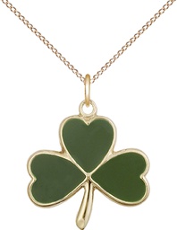 [5248GF/18GF] 14kt Gold Filled Shamrock Pendant on a 18 inch Gold Filled Light Curb chain