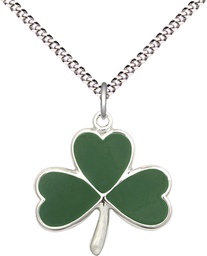 [5248SS/18S] Sterling Silver Shamrock Pendant on a 18 inch Light Rhodium Light Curb chain