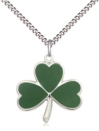 [5248SS/18S] Sterling Silver Shamrock Pendant on a 18 inch Light Rhodium Light Curb chain