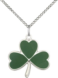 [5248SS/18SS] Sterling Silver Shamrock Pendant on a 18 inch Sterling Silver Light Curb chain