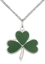 [5248SS/18SS] Sterling Silver Shamrock Pendant on a 18 inch Sterling Silver Light Curb chain